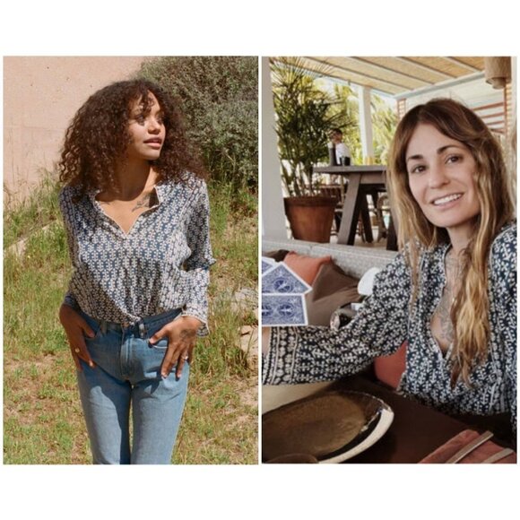 💕DOEN💕 Suri Top ~ Soledad Bloom Blue XL NWT - Picture 1 of 16